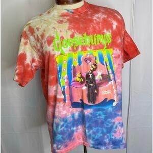 Goosebumps Tie Dye Slappy T-Shirt Large Red Blue Graphic Horror Retro 90s Style